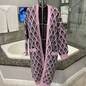 Maje lavender monogram full length cardigan